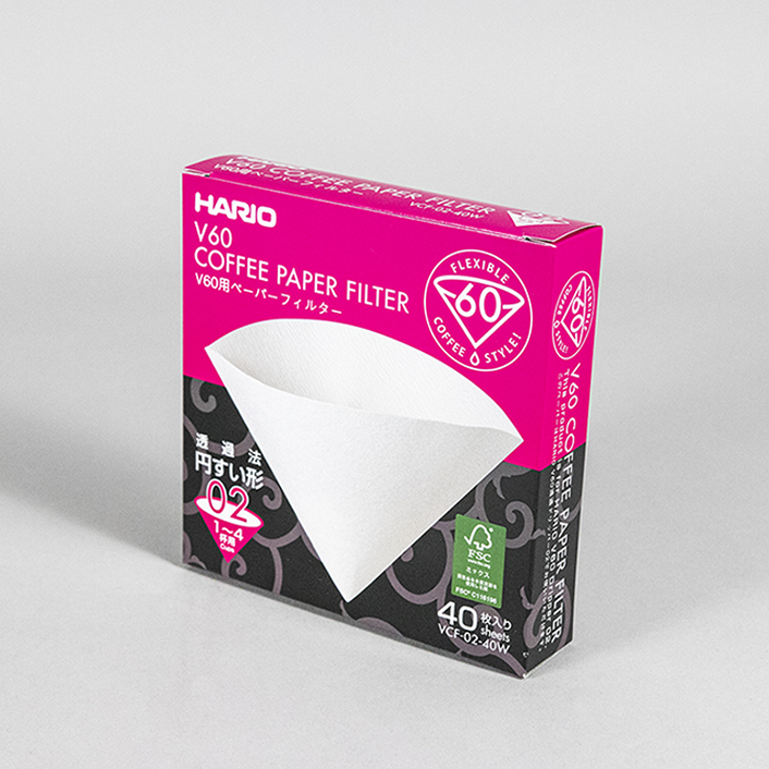 Hario V60 02 White Paper  Filter 40ct in Box. 